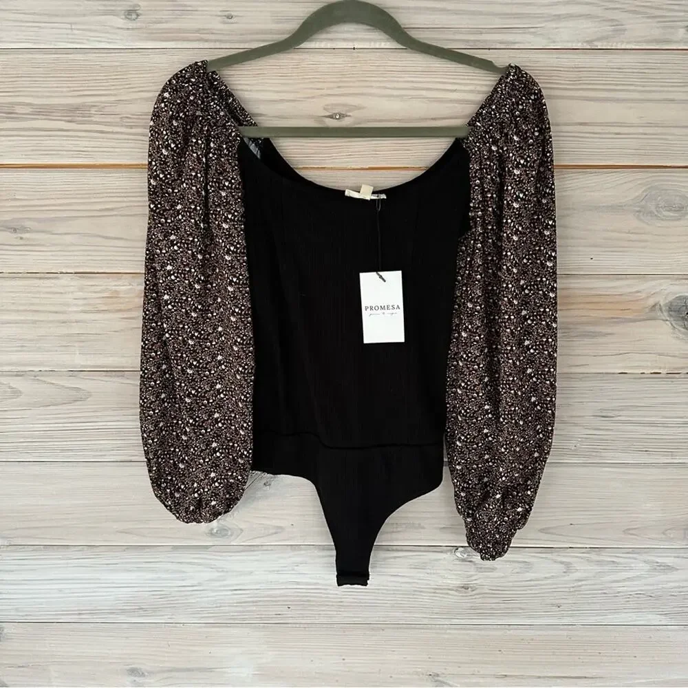 NWT Anthropologie Floral Accent Sleeve Bodysuit